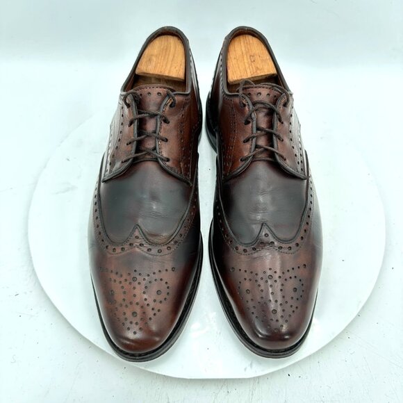Allen Edmonds Hinsdale Men Size 8.5D Brown Leather Wingtip Derby Dress Shoes - Picture 1 of 12